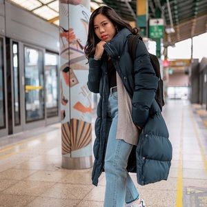 Marc New York Navy long Puffer coat